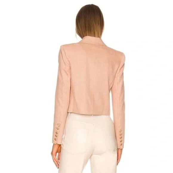 L'AGENCE Inez Cropped Blazer In Biscuit Size 10 Linen Blend Career Designer - Picture 4 of 11